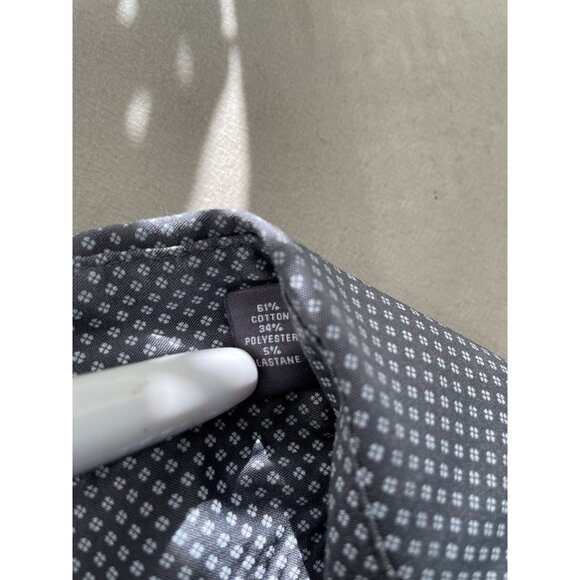 Van Heusen Flex Slim Fit Button Down Shirt Men 16.5/34-35 Black White Officewear - Picture 6 of 7